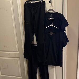 2pair of black scrubs Cherokee Black Workwear-med and Adar-large